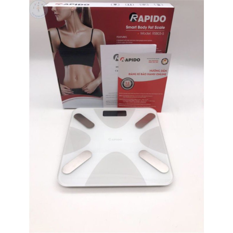 Cân Thông Minh Rapido RSB03-S - Cân Sức Khỏe Điện Tử Có Kết Nối Bluetooth
