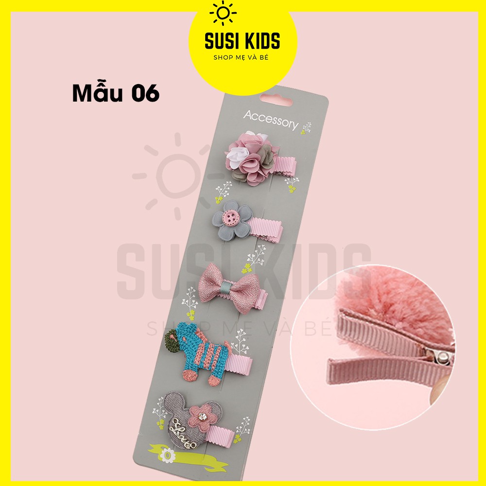 Set 5 Kẹp Tóc Cho Bé Gái Phong Cách Hàn Quốc Siêu Đáng Yêu