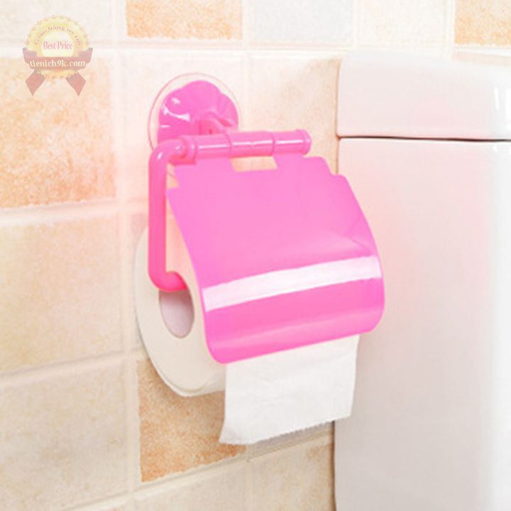 Giá treo giấy cuộn nhà vệ sinh dính tường giác hút có nắp che chống nước
