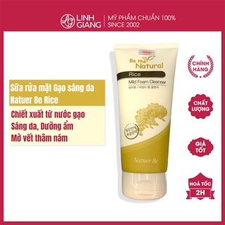 Sữa rửa mặt gạo Natuer Be Rice Mild Foam Cleanser dịu nhẹ sáng da mờ thâm không gây khô da Linh Giang chính hãng