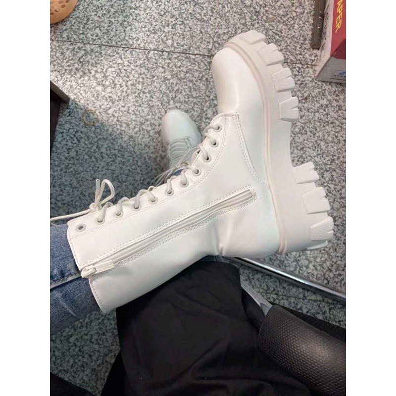 (SẴN TRẮNG 39, ĐEN 38) Boot chiến binh da mềm lửng (Ảnh thật) | BigBuy360 - bigbuy360.vn