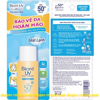 Sữa Chống Nắng Mát Lạnh 25ml Biore Cool SPF50+/PA+++ Bảo Vệ Da Hoàn Hảo, Của Hàng Chính Hãng.