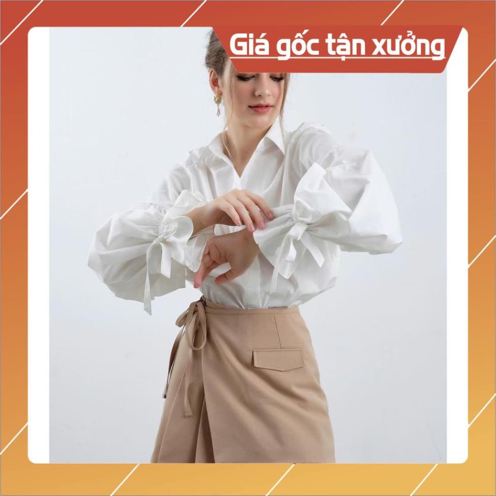[Hàng Chất Lượng] Áo Sơ Mi Phồng Nửa Tay - Thắt Nơ (TRẮNG) | BigBuy360 - bigbuy360.vn