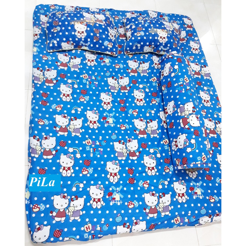 Bộ Drap Cotton Poly Hàn Quốc Hello Kitty