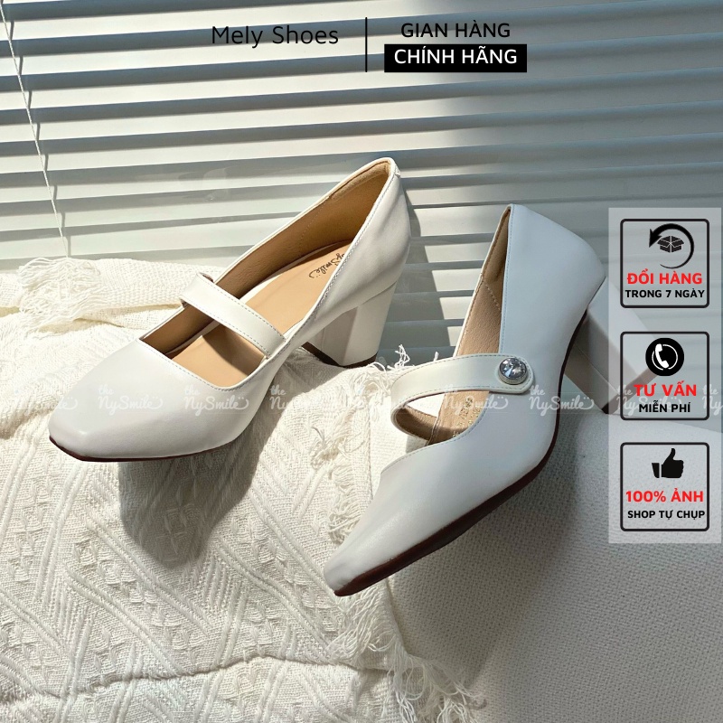 Giày cao gót 7cm bít mũi quai ngang đính ngoc hot trend 2022 GD05