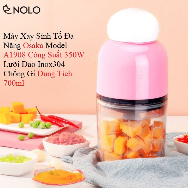 Máy Xay Sinh Tố Đa Năng Osaka A1908 Công Suất 350W Lưỡi Dao Inox304 Chống Gỉ Dung Tích 700ml