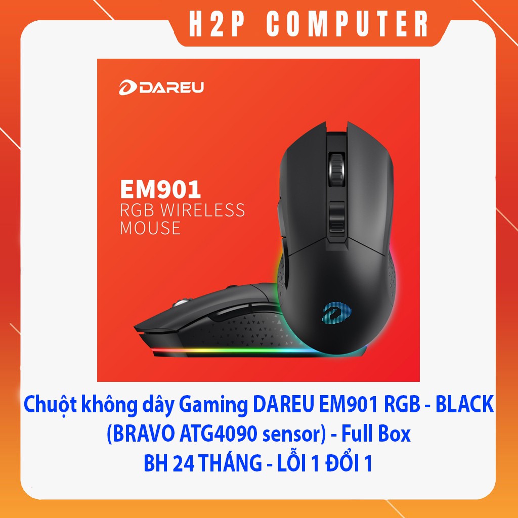 Chuột không dây Gaming DAREU EM901 RGB - BLACK  - New - Chính hãng Mai Hoàng - BH 24T