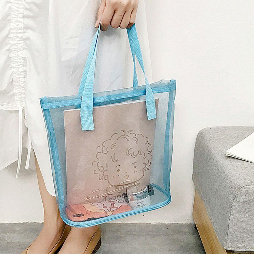 DWAYNE Túi Xách Lưới Cỡ Lớn Màu Trơn Trong Suốt Thời Trang Cho Nữ