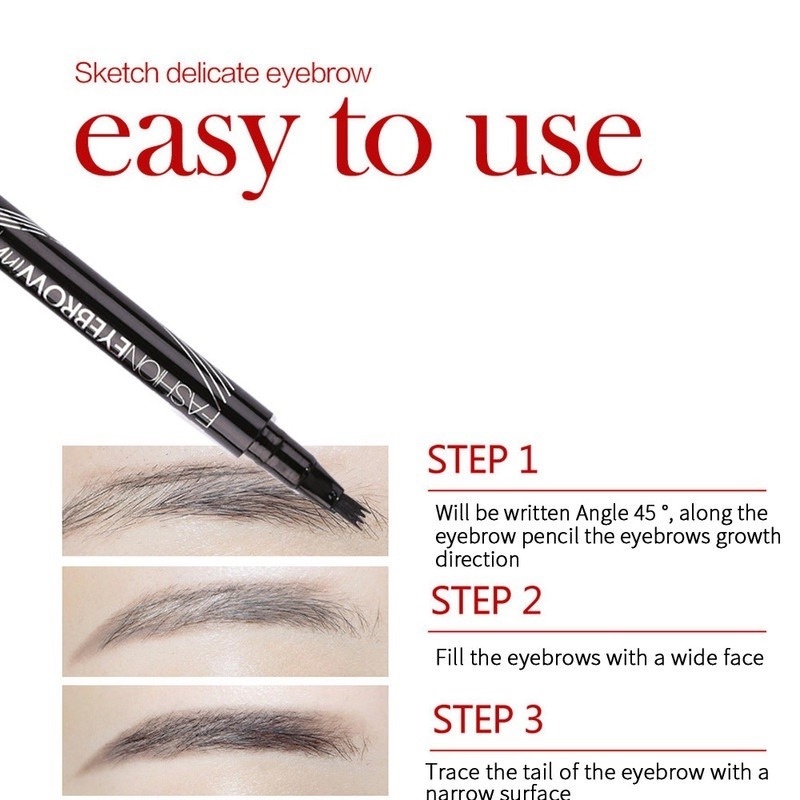 Bút Kẻ Lông Mày Lulaa Dạng Lỏng Đầu Bốn Răng Mềm Mượt Chống Thấm Nước Và Mồ Hôi Lâu Trôi Không Nhòe