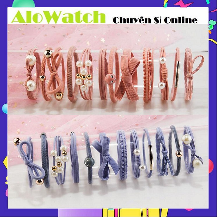 Set 12 dây thun (chun) cột tóc phong cách Hàn Quốc (KHÔNG KÈM HỘP)