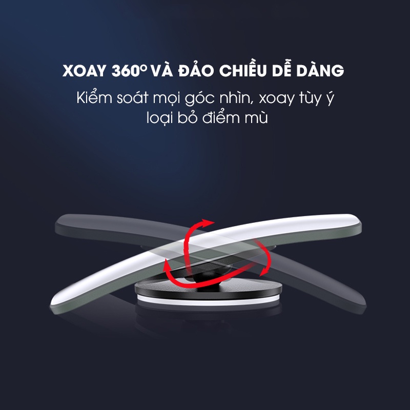 Gương cầu lồi ô tô xoay 360 độ Tâm Luân, gương cầu lồi oto cao cấp hình chữ nhật soi điểm mù