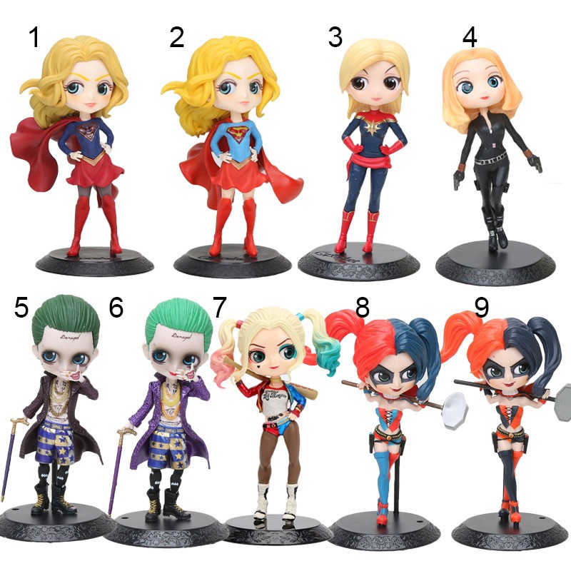 Mô hình chibi Black Widow/ Captain Marvel/ Joker/ Harley Quinn thiết kế dễ thương độc đáo chạy