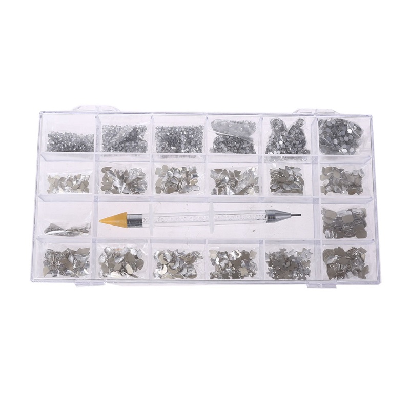 Hộp 8620 Hạt Kim Cương Giả Nhiều Hình Dạng Dùng Trang Trí Móng Tay Nghệ Thuật DIY
