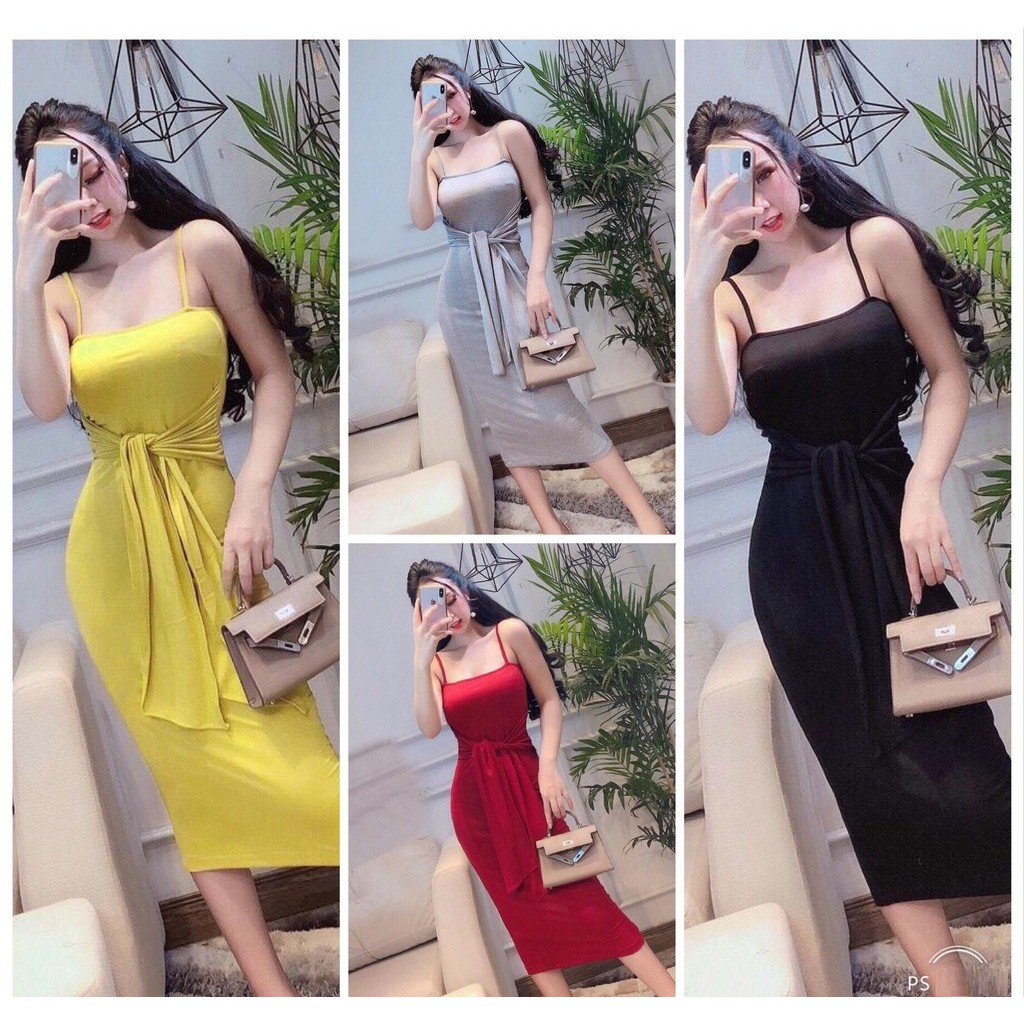 Đầm Body Hai Dây Thắt Eo