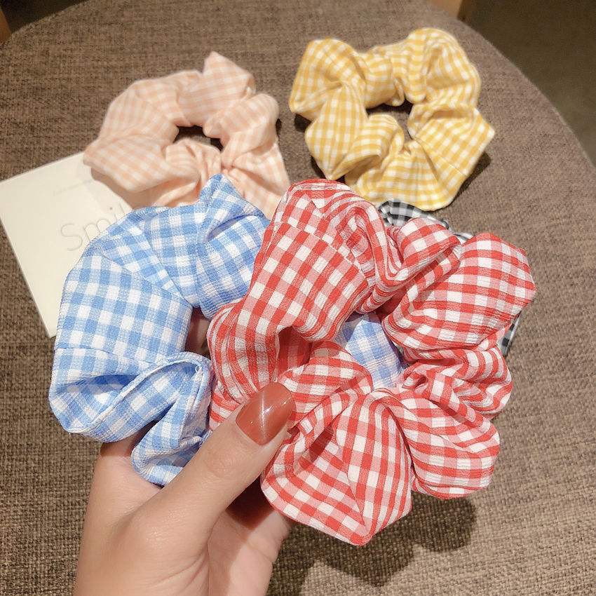 Dây chun buộc tóc vải scrunchies caro hàn quốc cực đẹp SC01