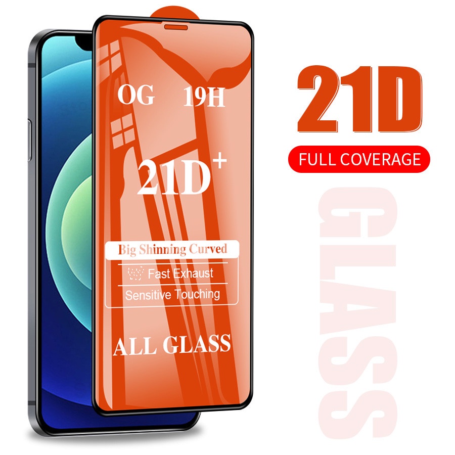 Kính cường lực Full màn 21D Cho iPhone 14 13 12 11 Pro Max X Xs Xr 6 6s 7 8 Plus