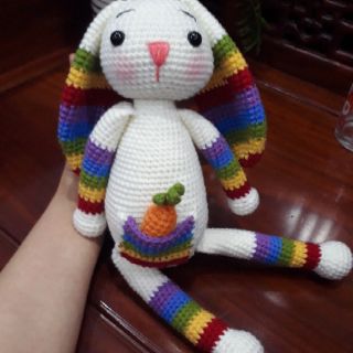 Thú len handmade- Thỏ cầu vồng