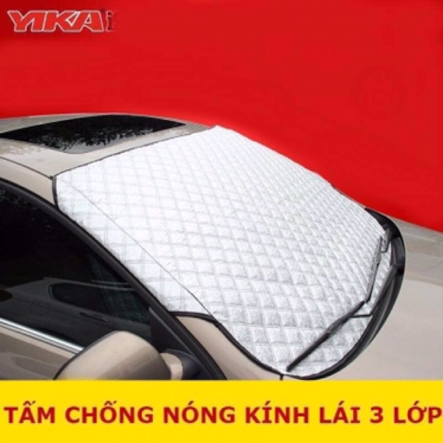 Tấm che nắng kính lái ô tô 3 lớp chống nóng cực kỳ hiệu quả, trần bông giảm nhiệt hấp thụ nhiệt