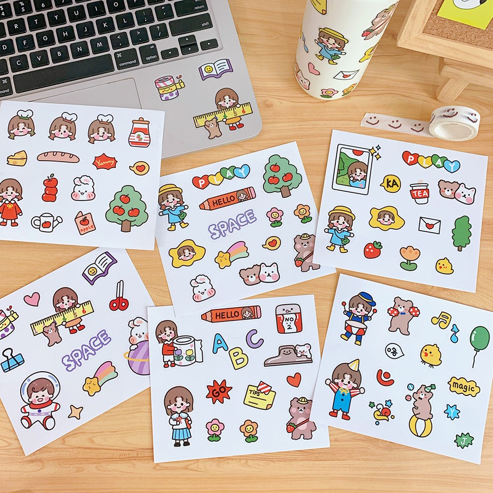 [MNB35] Miếng dán sticker dễ thương Hàn quốc hình cô gái Ruby Store