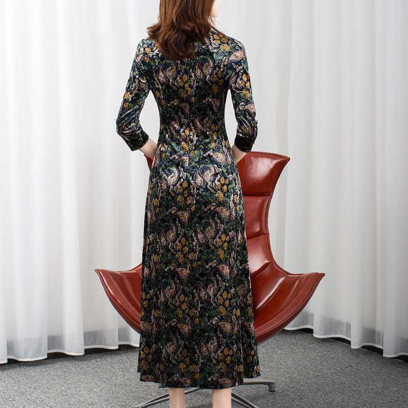 Lady's improved cheongsam mother dress 2020 high-end slimming floral retro plus size autumn dress | BigBuy360 - bigbuy360.vn