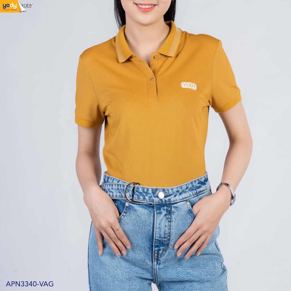 Áo Polo Thời Trang nữ YODY Phối Bo Mắt Chim Basic - Áo thun polo cá sấu chất vải Cotton co dãn 4 chiều - APN3340