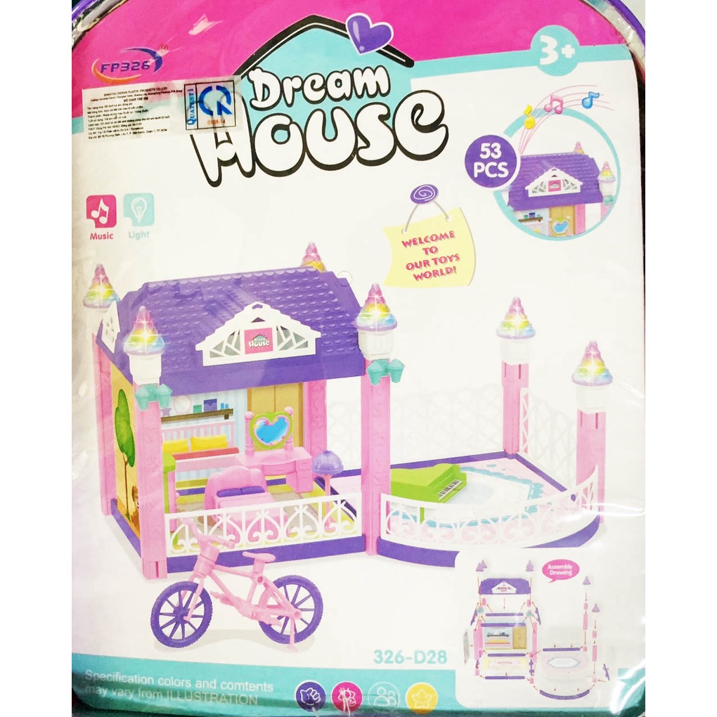 Đồ Chơi Lắp Ráp Ngôi Nhà Búp Bê - chibi có nhạc đèn búp bê rất dễ Thương cho bé gái tặng kèm pin