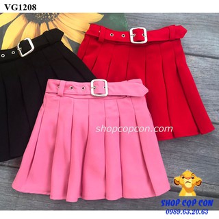 Chân váy bé gái xếp ly thắt lưng giả nịt (10-24kg)