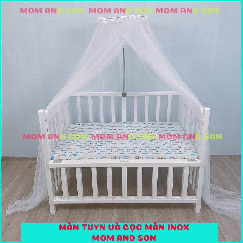 Mùng Cũi Và Khung Treo Inox Cho Nôi Cũi Chất Liệu Dày Chống Muỗi Phủ Kín Chân Cũi - Bộ Mùng MOM AND SON