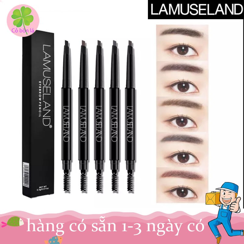 Bút kẻ lông mày LAMUSELAND L18E01 lâu trôi thiết kế hai đầu tiện dụng 0.3g