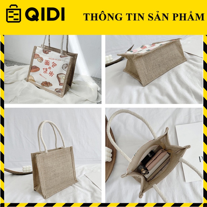 Túi Cói Mini In Hình Cô Gái Trung Hoa Phong Cách Vintage Hot Hit Mùa Hè 2022