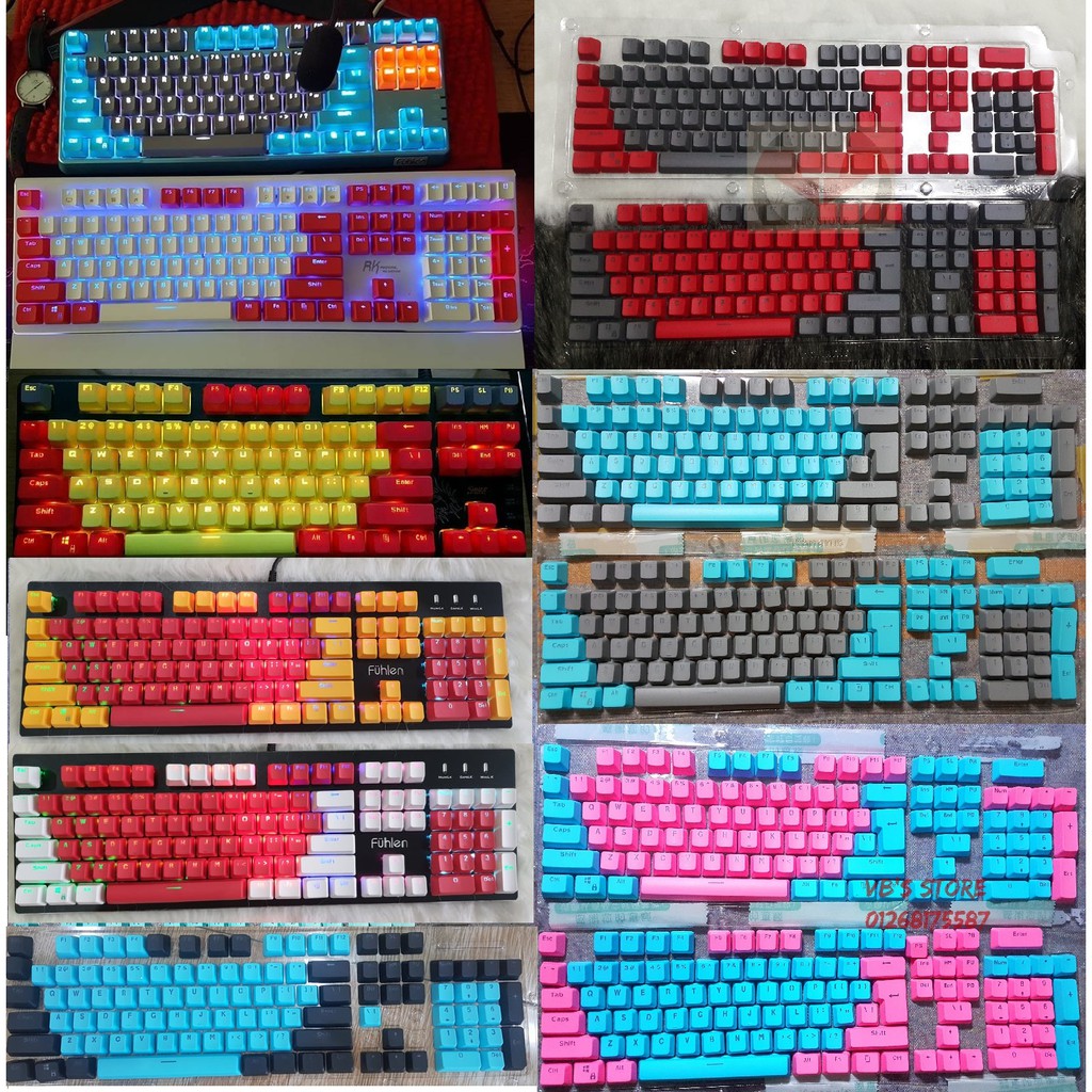 (có layout 61/64/68/71/82/84) Bộ Keycap PBT doubleshot xuyên led nhiều - bộ nút bàn phím cơ chọn màu