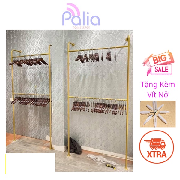 Kệ 2 Tầng Treo quần áo gắn tường Tiện Lợi - Sào Treo Đồ Đa Năng; Bằng sắt Sơn tĩnh Điện Siêu Bền - Palia