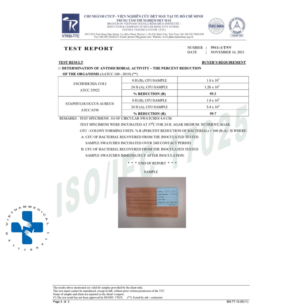 Khẩu Trang Cao Cấp N95 Oxit Đồng VIETNAM MEDICAL - Diệt Virus Bám Trên Bề Mặt - Tái Sử Dụng Không Cần Giặt
