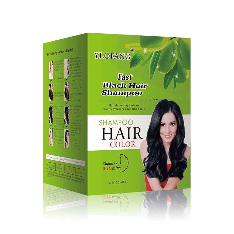 Hộp 10 gói Gội phủ bạc GoPerfect Fast Black Hair Color tặng kèm 10 bao tay