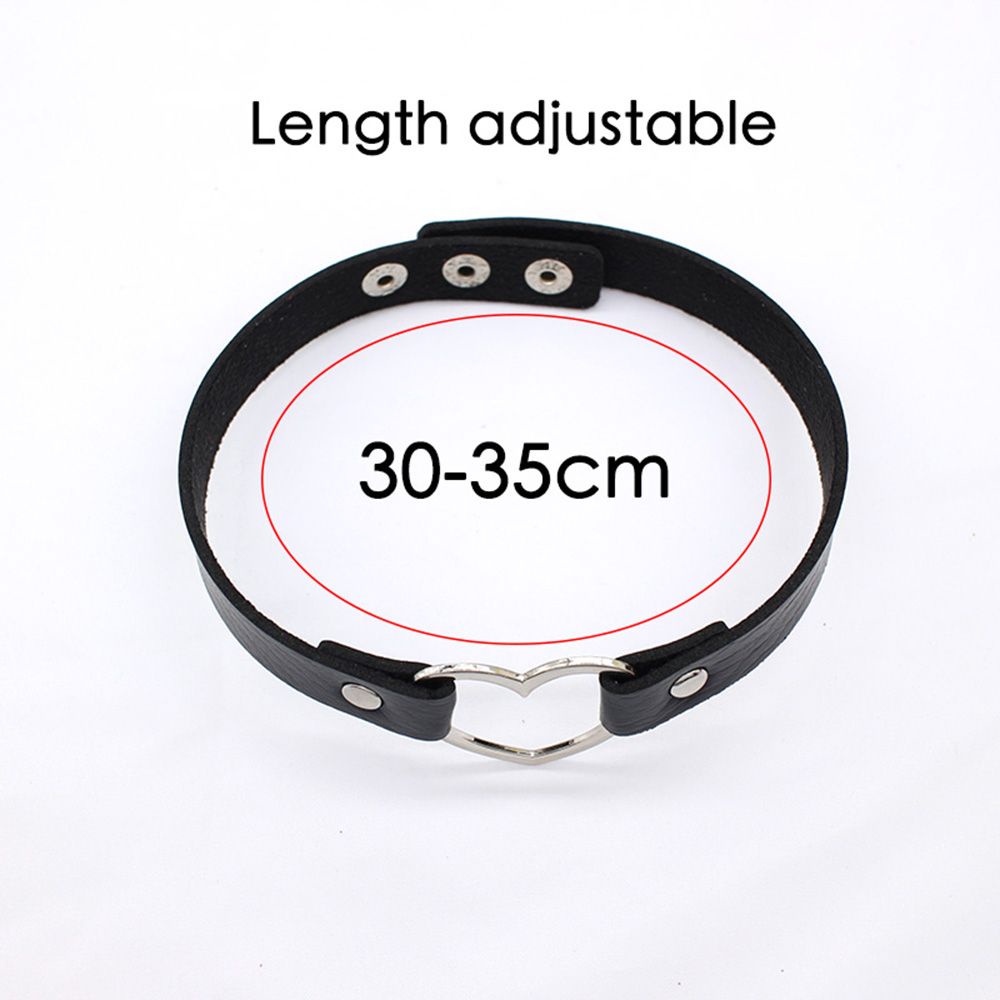 Vòng cổ choker bằng da đính đinh tán hình trái tim nhiều màu phong cách Harajuku cho nữ