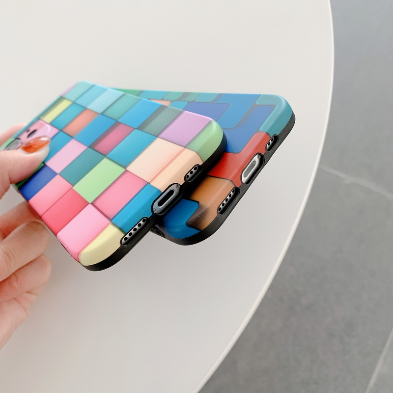 Ốp Điện Thoại IMD Silicone Mềm Họa Tiết Khối Sáng Tạo Cho iPhone 14 13 12 11 Pro Max Mini X XR XS 7 8 Plus SE 2020 Chống Rơi