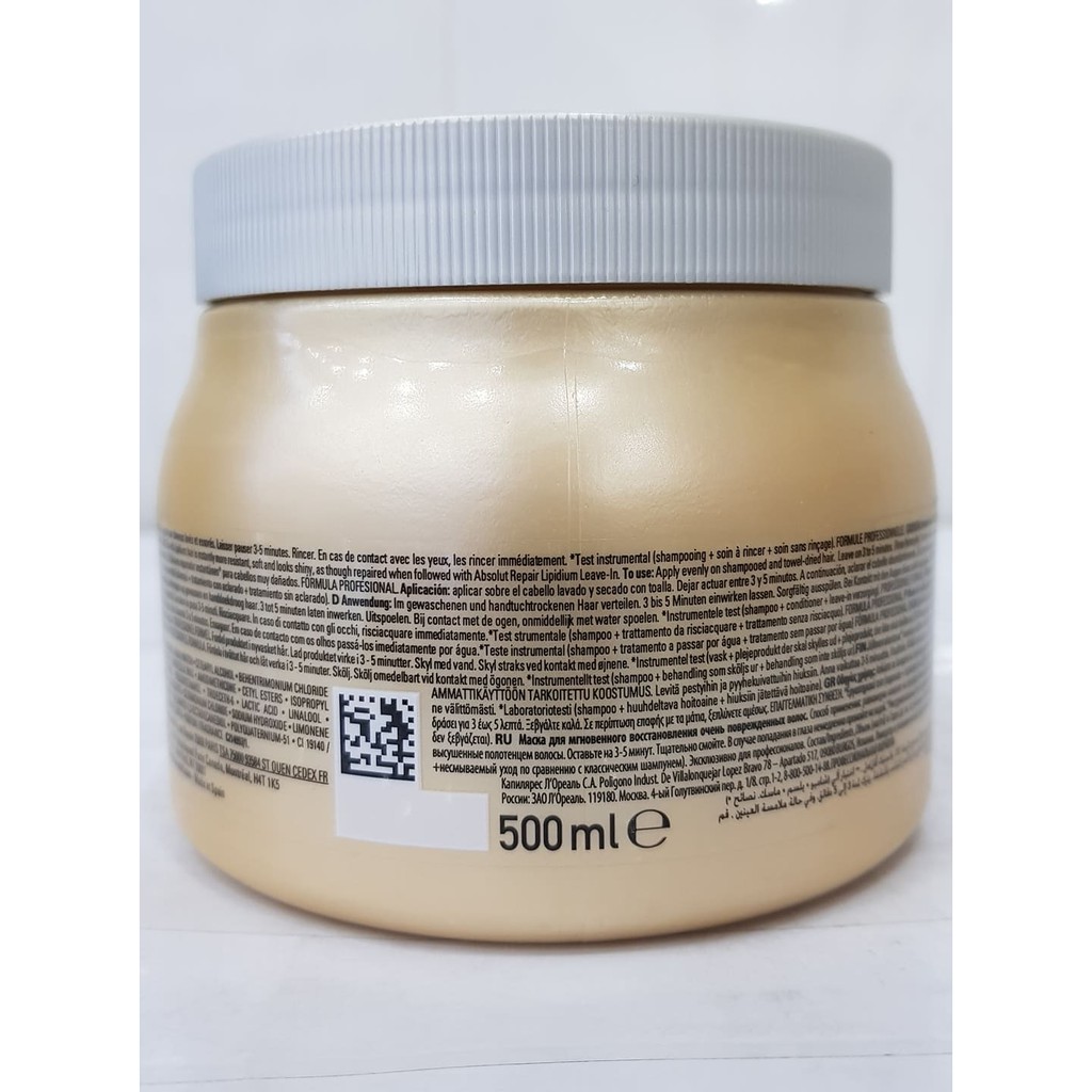 Dầu Hấp Phục Hồi Tóc Hư Tổn LOreal Absolut Repair Gold Quinoa Protein 500ml