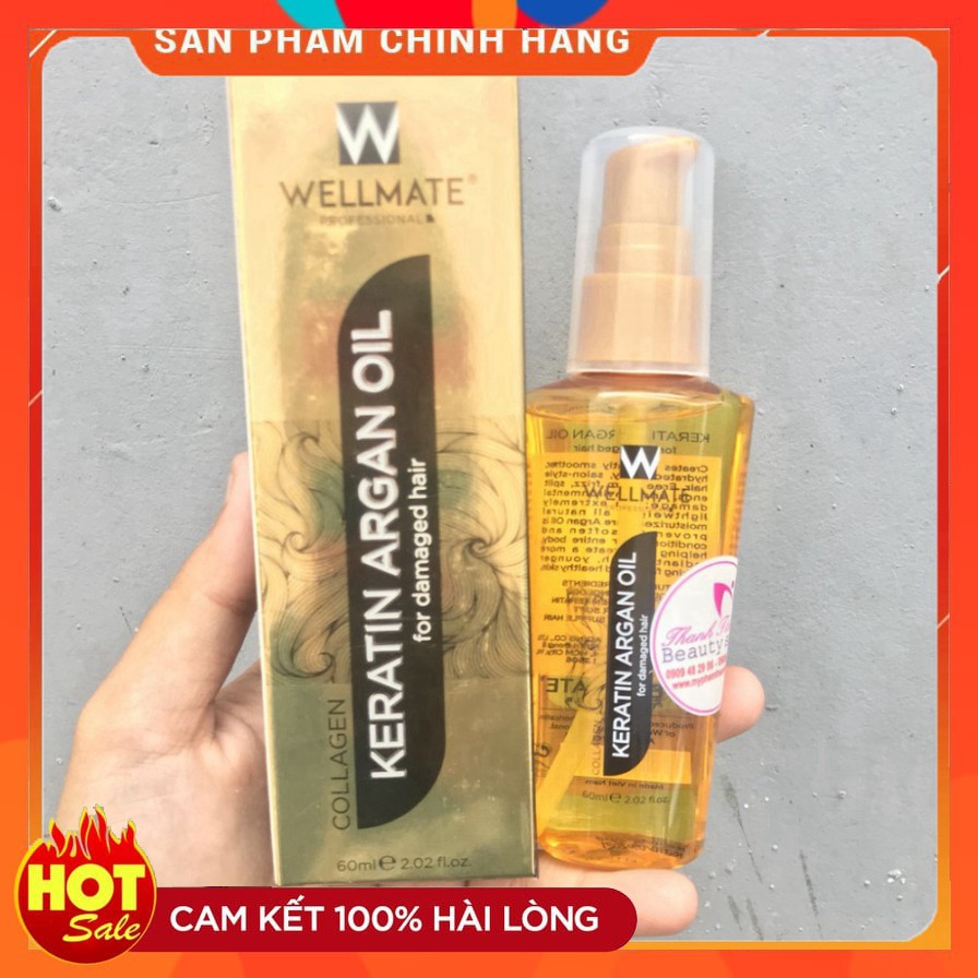 [ Hot sales ]  Tinh Dầu Phục Hồi Tóc Wellmate Keratin Argan Oil  60ml (Vàng) - S001