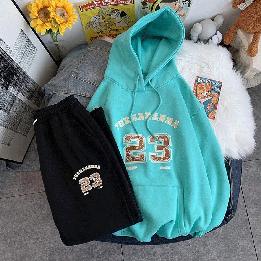 (SALE XẢ KHO CUỐI NĂM ) Set HOODIE gồm áo nỉ bông kèm quần ống bo - Phong cách hàn quốc HOT 2021