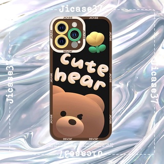 Ốp lưng iphone và samsung xiaomi oppo cạnh vuông Jicase Cute brown bear 