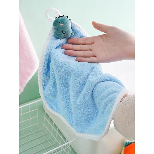 Khăn lau tay treo tường nhà bếp nhà tắm hình trái cây và hình thú dễ thương chất vải mềm mịn thấm hút tốt có quai treo