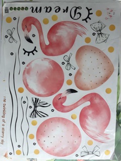 Decal trà sữa Hạc bong bóng cute