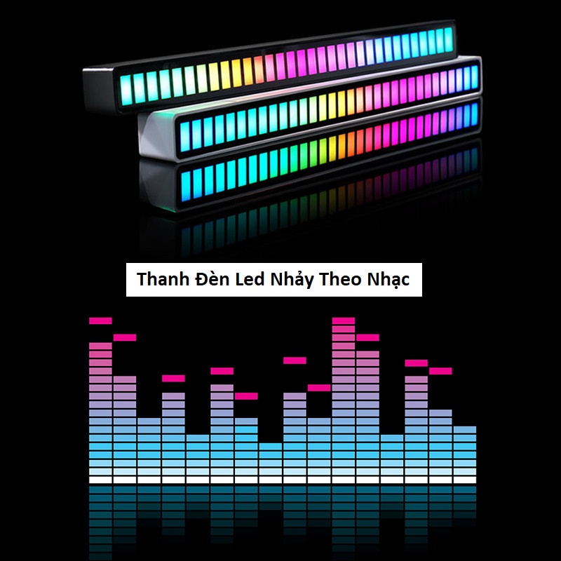 Thanh Đèn Led RGB Nhảy Sóng Theo Nhạc Đèn Trang Trí,Decor Phòng Cảm Biến Âm Thanh