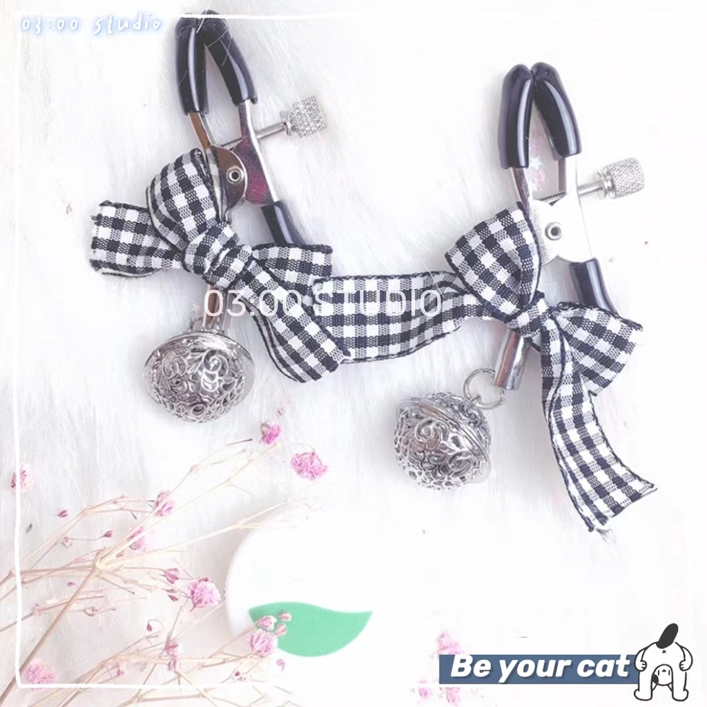 Love phụ kiện--Cột tóc hoa văn caro sọc đen trắng kẹp tóc--Có thể kết hợp với bất kì váy ngủ nào của shop--ge zi ru jia