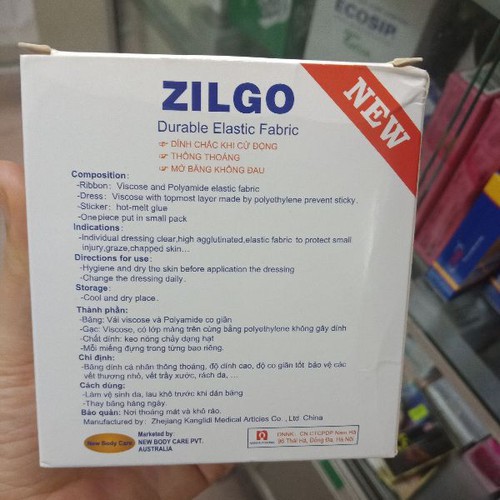 Zilgo durable elastic fabric băng dính cá nhân hộp 102 cái