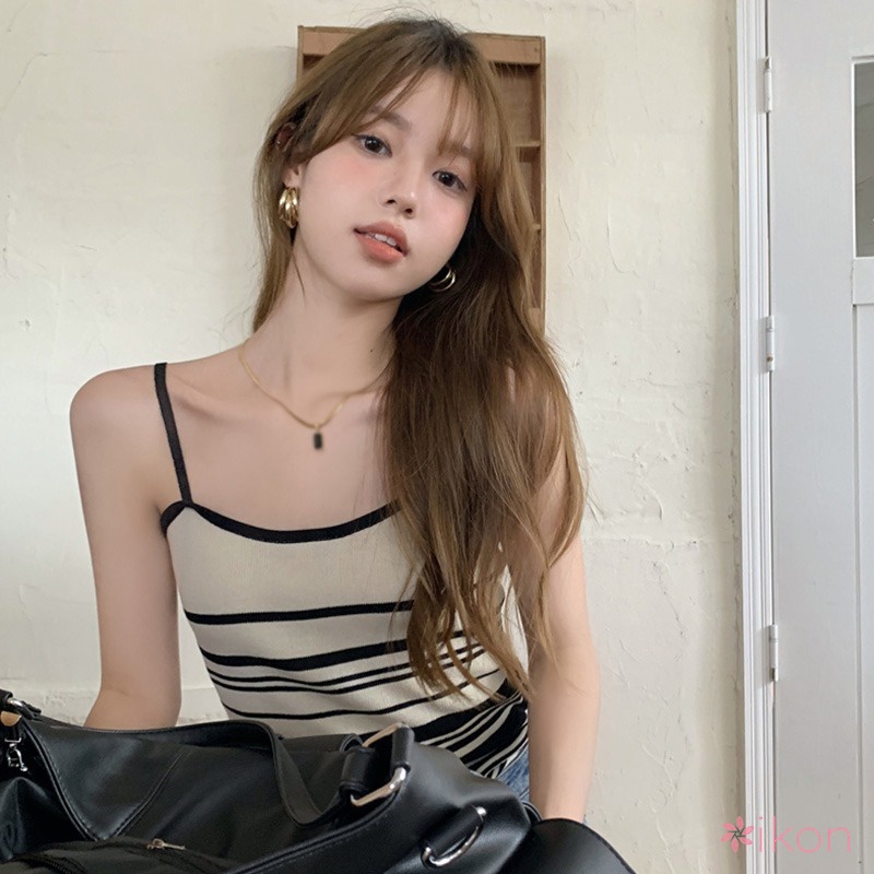 Áo Tank Top Dệt Kim Sát Nách Hoạ Tiết Kẻ Sọc Cho Phái Nữ