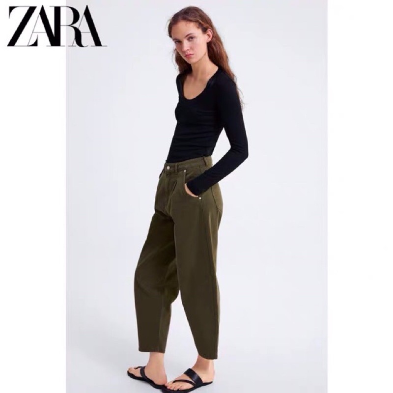 (Sẵn ) Áo thun tăm cổ viền bóng Zarraa auth canh sale