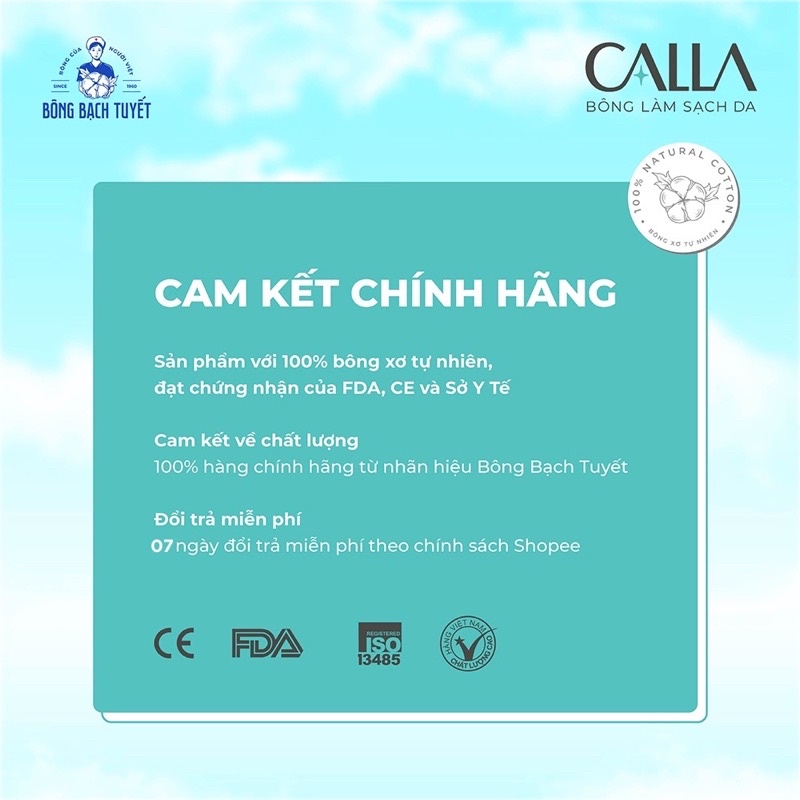 Bông tẩy trang làm sạch da Bông Bạch Tuyết Calla Sạch Sâu 500Gr
