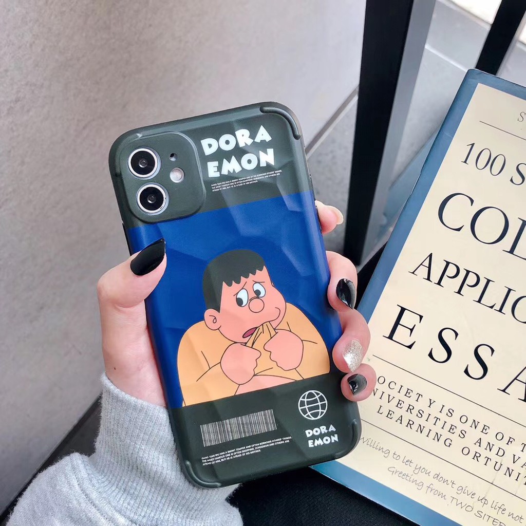 Hợp iphone case 12/12mini/12pro/12pro max/11/11pro/11pro max/xs max/xr/xs/x/8/7/8plus/7plus Doraemon   3D texture Ống kính bảo vệ trọn gói