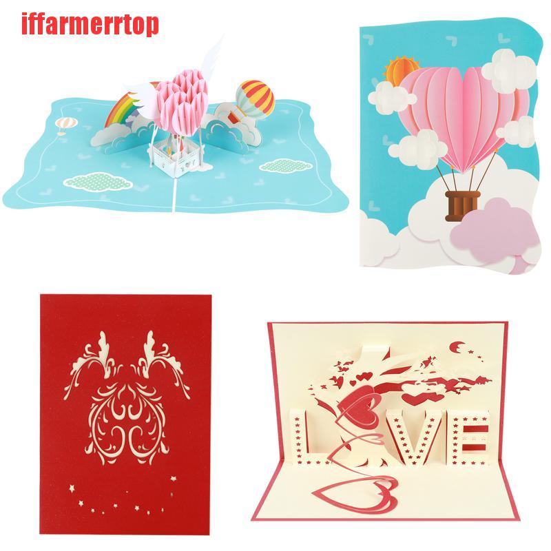 {iffarmerrtop}2 Pack Autumn Maple Tree Pop Up Greeting Cards and Hot Air Balloon Handmade Card EQK